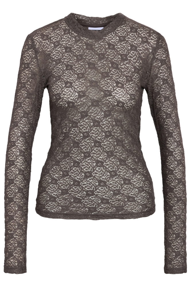 NMJUDITH L/S LACE TOP NOOS 27034819 Charcoal Gray